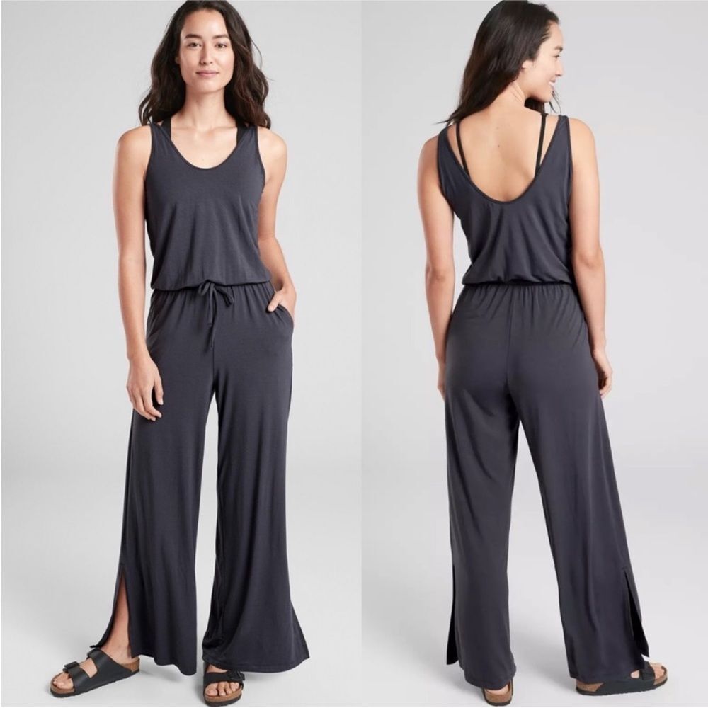 Athleta Coastal Romper Wide Leg Jumpsuit Size 8 #405545 Casual Outdoor Comfy